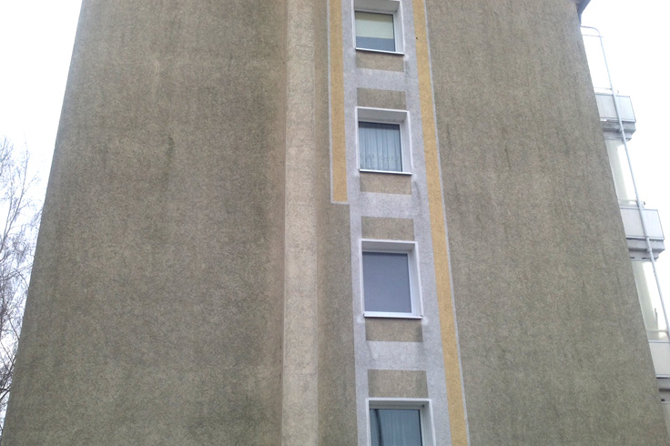 Negatives Beispiel einer nicht funktionierenden Dämmfassade